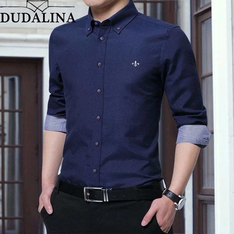 Dudalina, мужские рубашки с принтом, Camisa, длинный рукав, отложной воротник, camisa social masculina, модные повседневные рубашки для мужчин, хлопок