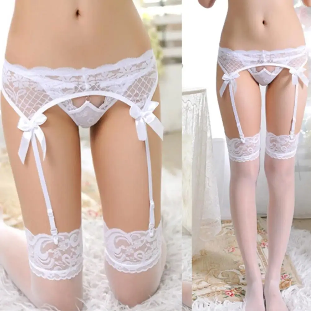 1pcs Sexy Women's Sheer Lace Top Thigh-Highs Stockings & Garter Belt Suspender Set (Suspender Set Not With Underwear Stockings)