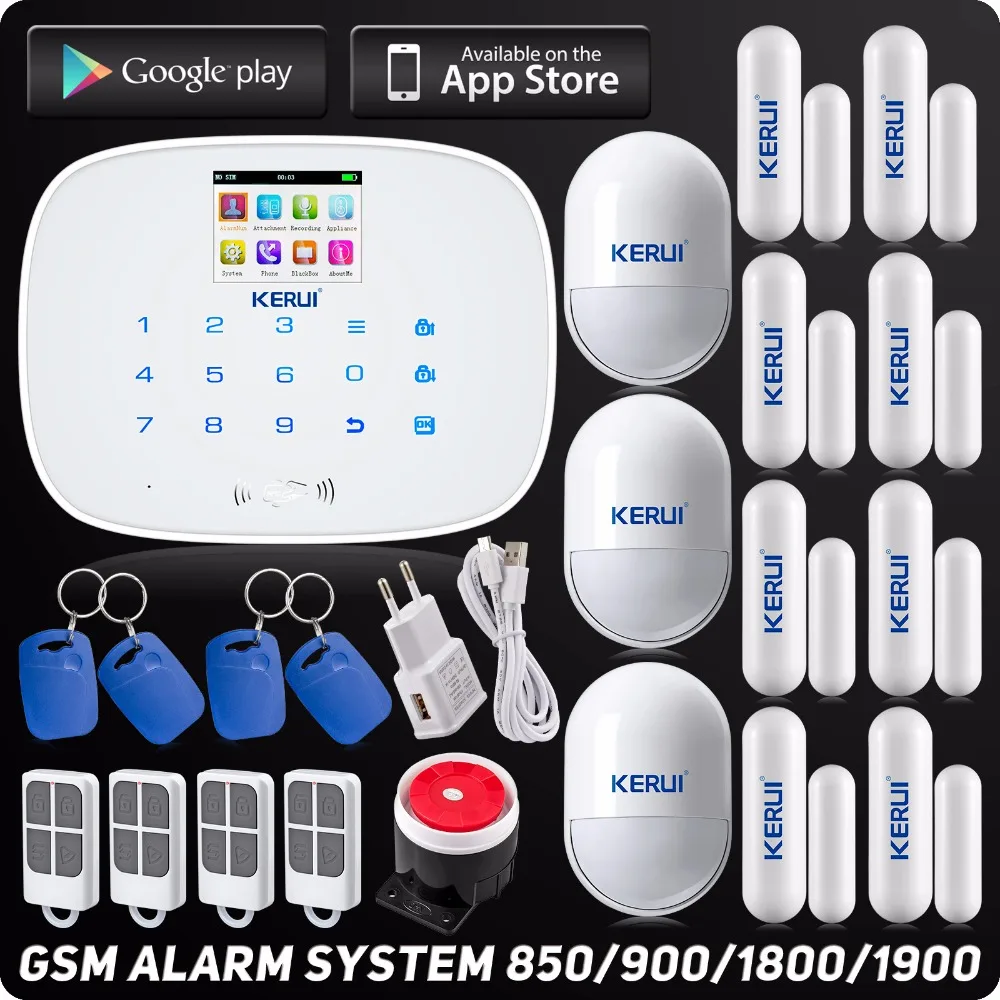 

ISO Android App Control GSM Home Alarm System RFID Display House Security Alarm Pet Immune PIR Sensor Door Open Reminder