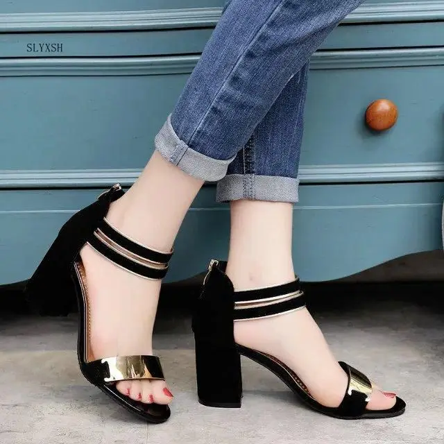

SLYXSH2019New Hot Sexy Party Fashion Zip Women's Sandals Ladies Casual Hight Heels ankle Boots Women Fashion Shoes Girls Sandals