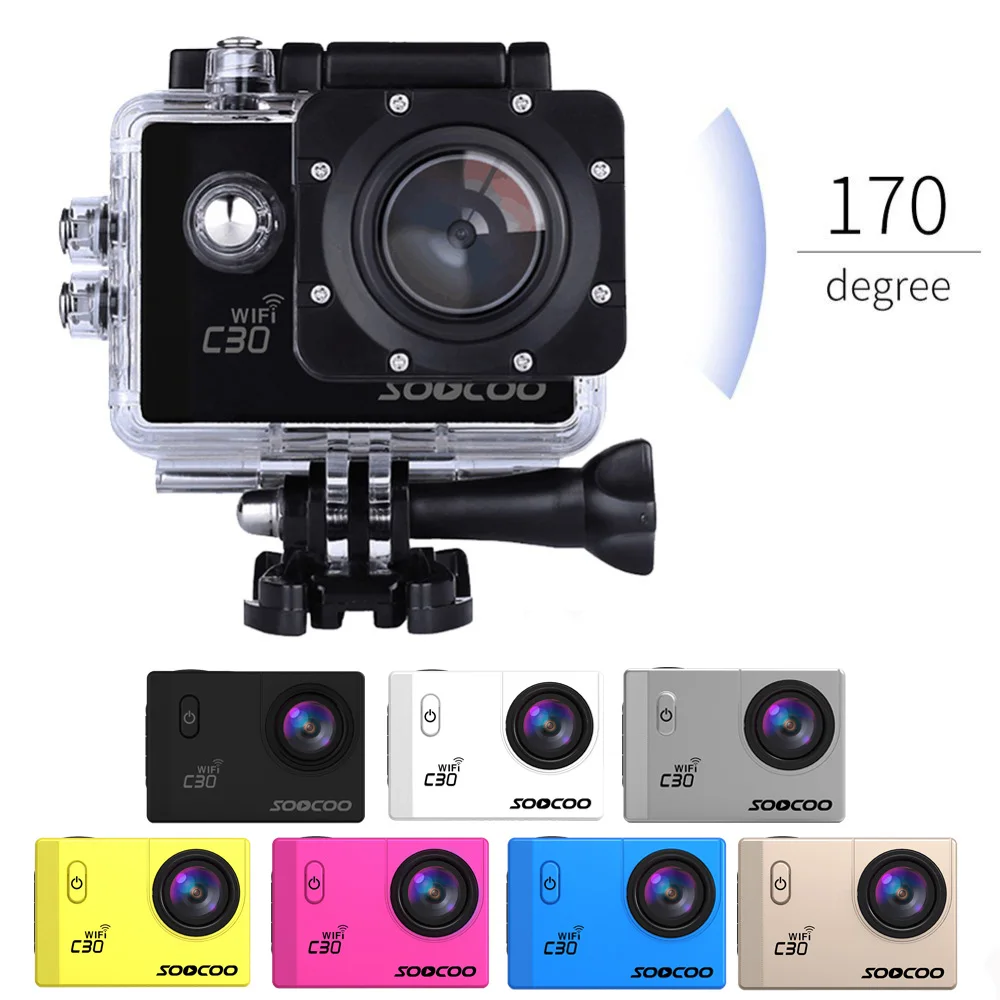 6pcs SOOCOO C30 4K Action Camera Wifi Sport cam 30m Waterproof NTK96660 Gyro 70-170 Degree Adjustable outdoor diving DV DHL free