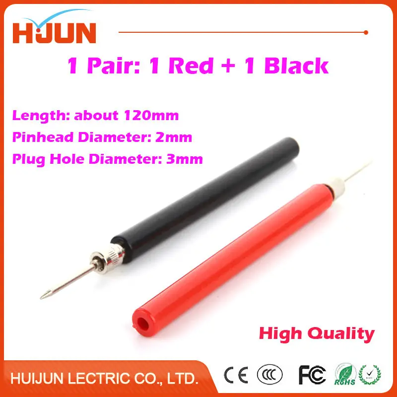 

1pair 2pcs L120mm Spring Test Probe Tips Insulated Test Hook Wire Connector for Multimeter Stainless Steel Needle Test Leads Pin