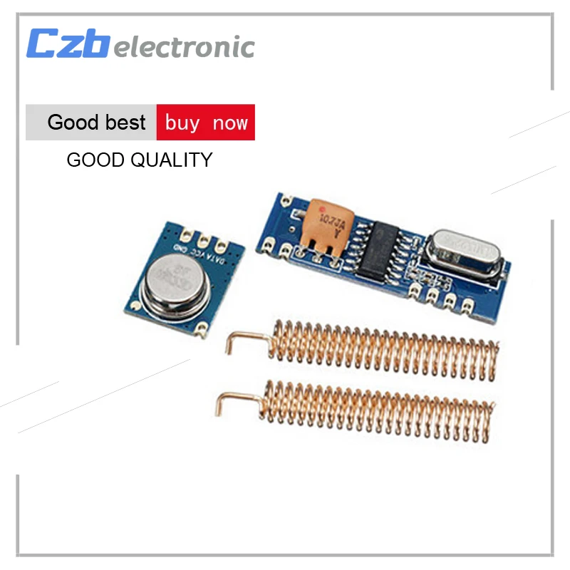 

433MHz 100 Meters Wireless Module Kit (ASK Transmitter STX882+ ASK Receiver SRX882 + 2Pcs Copper Spring Antenna)