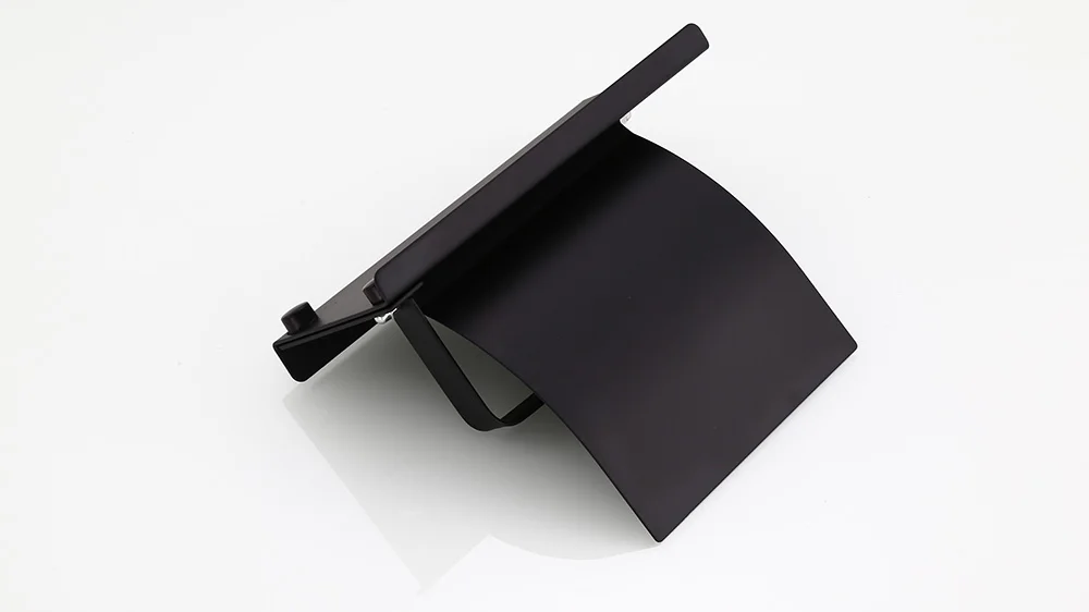 Black Concise Wall Mount Toilet Paper Holder Bathroom Fixture Stainless Steel Roll Paper Holders with Phone Shelf With baf (3)
