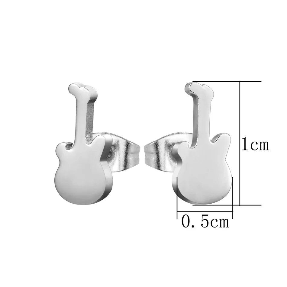 FGifter, хип-хоп, музыкальная гитара, серьги-гвоздики для женщин и мужчин, серебряный цвет, серьги из нержавеющей стали, женские, мужские, пирсинг, ювелирные изделия