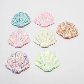 

50 Pcs Kawaii Mix Colors Glitter Shell Padded Appliques for Cake Insert Cards and BB Clip Accessories DIY Kid Patches