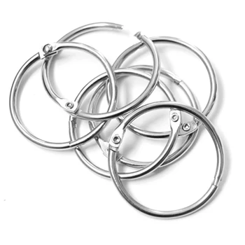 

50Pcs DIY Metal Round Edged Flat Split Circular Key Chain Keychain Ring Clips for Car Home Keys Album Book Binding Rings