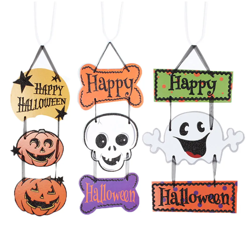 cute halloween decoration hanging hang tag window door decor pumpkin ghost skull hanging strips hg99