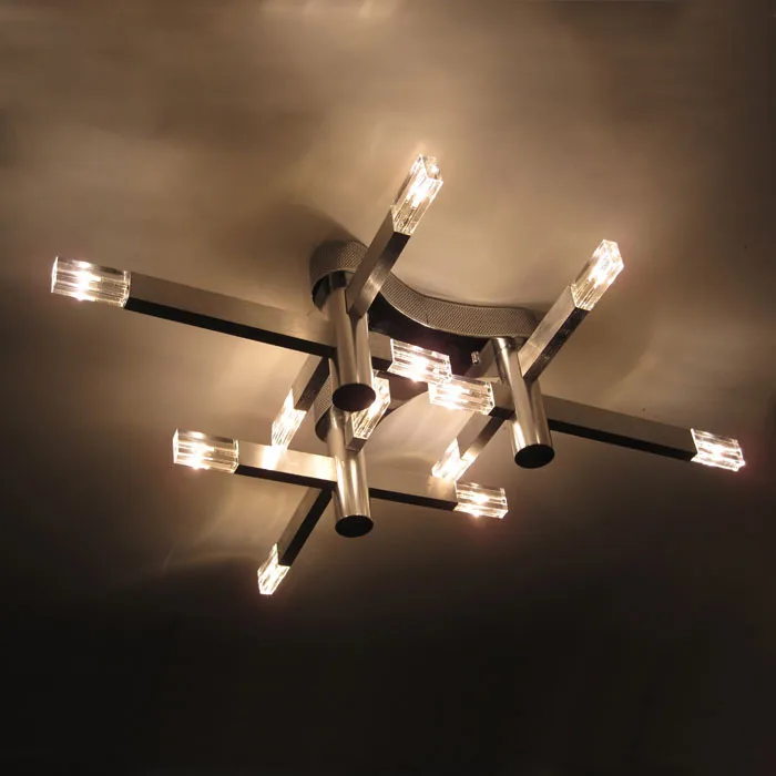 Us 300 0 Modern Crystal Cube Living Room Ceiling Lamp Simple Style Aluminum Tube Restaurant Study Room Ceiling Lighting Fixtures In Ceiling Lights