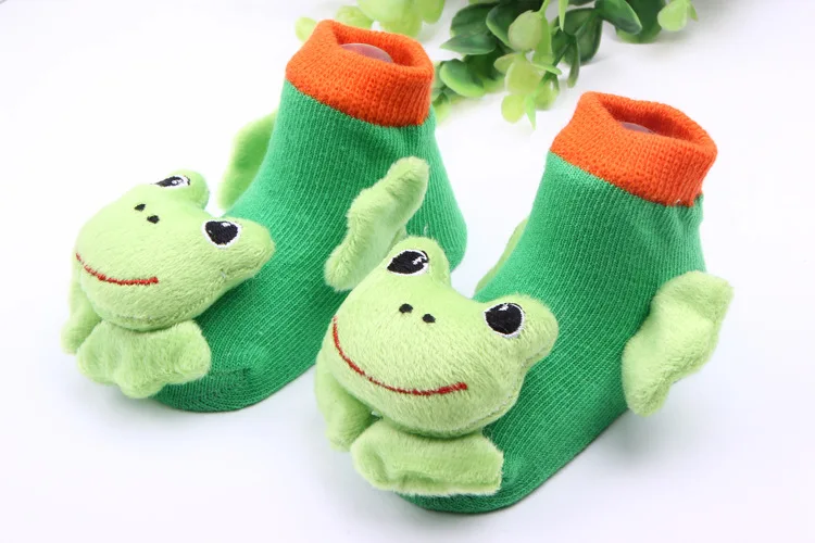 Мягкие теплые осенне-зимние носки для маленьких детей; милые детские носки унисекс с милыми животными из мультфильмов для маленьких мальчиков и девочек - Цвет: Зеленый