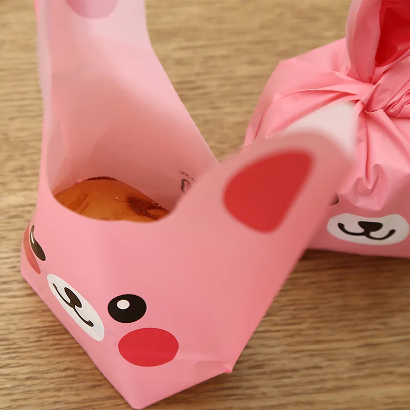Amawill 50 шт. 24*14 см розовые конфеты пластиковые сумки милые уши кролика угощать Сумки Упаковка для подарка на свадьбу День рождения поставки