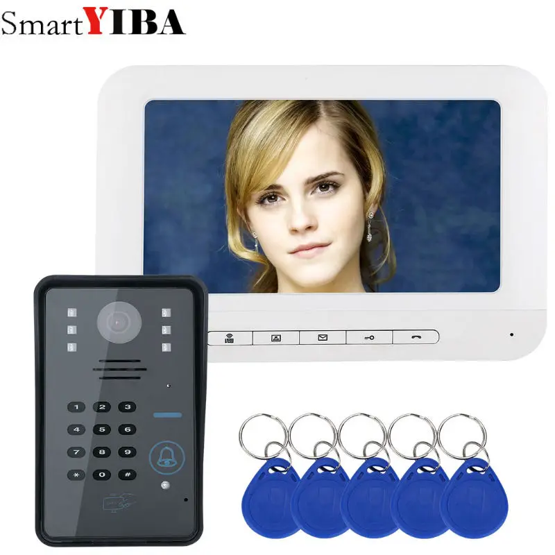 SmartYIBA видеодомофон 7 "дюймов монитор цветной видео дверной звонок Домофон ИК-камера Пароль RFID система контроля доступа