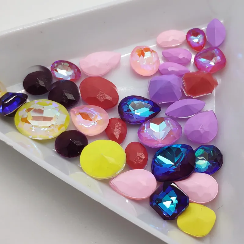 

50Pcs/Pack K9 Mocha AB 6mm 8mm,4x6mm~8x10mm Teardrop,Oval,baoshihua... Glass Crystal Fancy Stone Pointback square Rhinestone