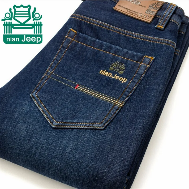 

NianJeep Wholesale Men's Winter Thick Keep Warmly Cotton Jeans,Mid Waist Cashmere&Wool Inside Keep Warmly Slim Trousers