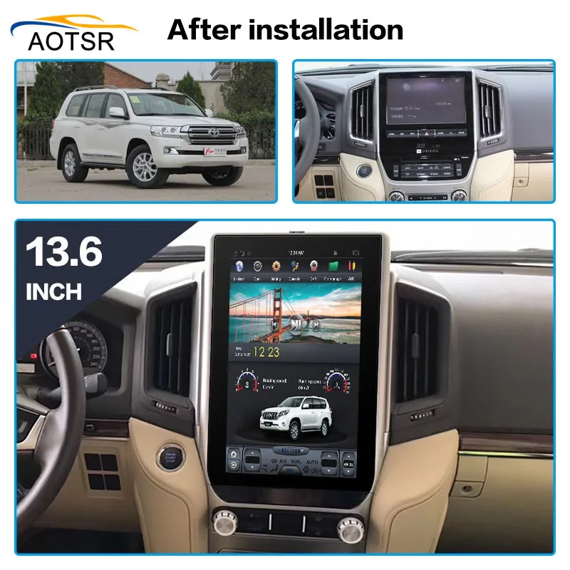 Excellent 13.6" Tesla style Car GPS Multimedia Player for TOYOTA LAND CRUISER LC200 2016 2017 2018 Radio auto stereo no cd dvd big screen 3