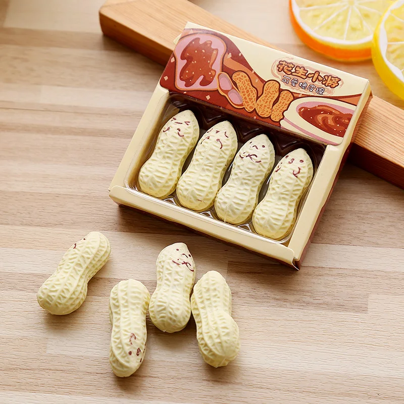 4 Pcs/set Creative Peanut Tape Erasers Lovely Novelty Simulation Eraser