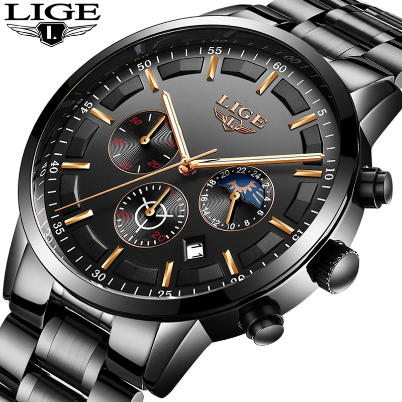 Mens Watches LIGE Top Brand Luxury Men's Fashion Business Watch Men's Stainless Steel Waterproof Quartz Watch Relogio Masculino Mens Watches LIGE Top Brand Luxury Men's Fashion Business Watch Men's Stainless Steel Waterproof Quartz Watch Relogio Masculino