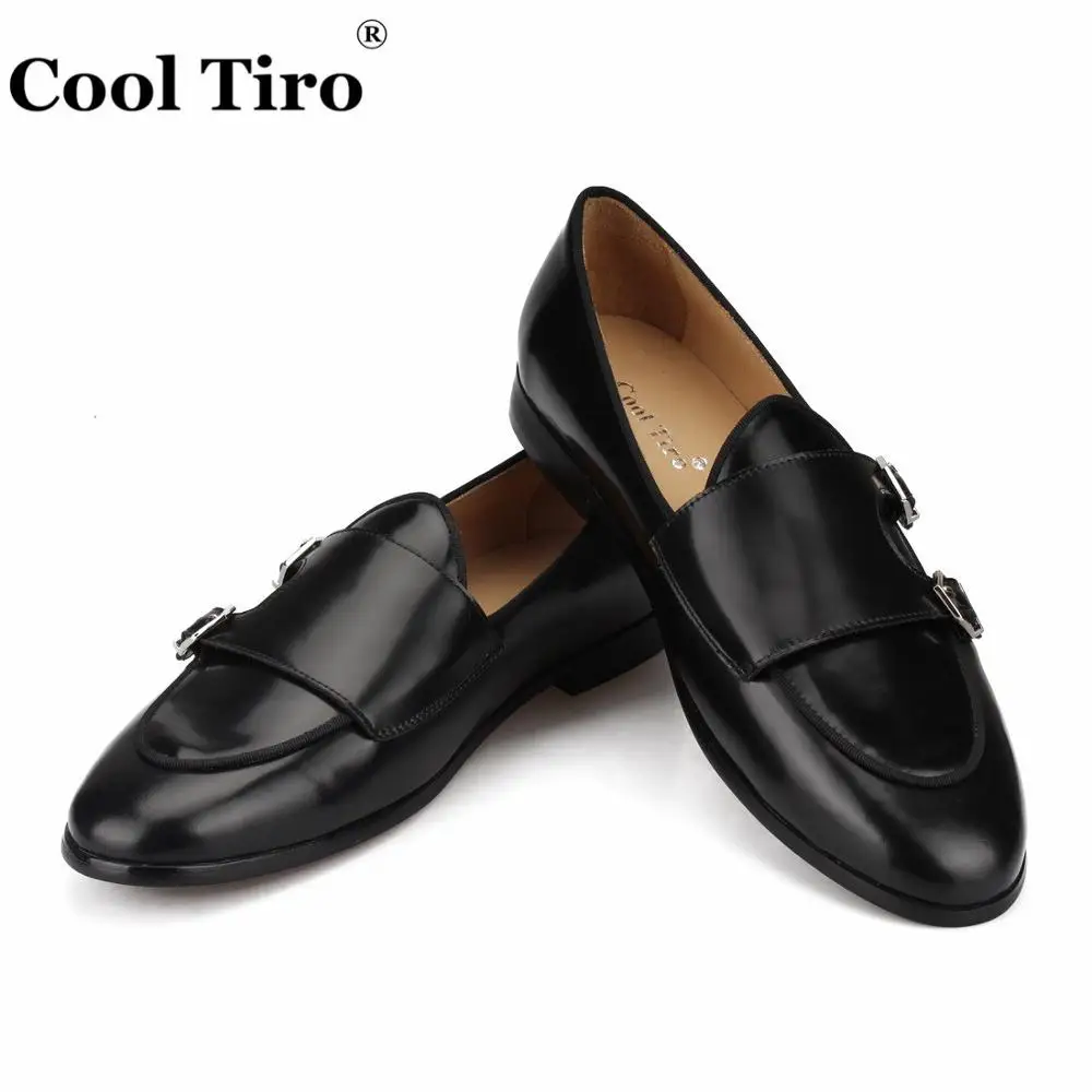 POLISHED LEATHER DOUBLE-MONK LOAFERS Black (5)
