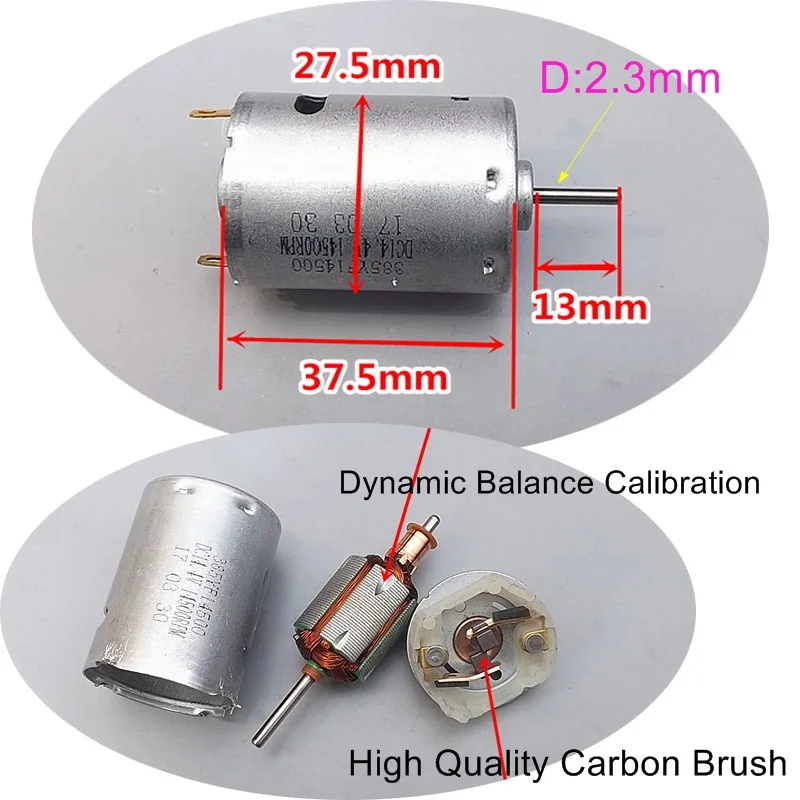 

1PC New DC 12-15V 385 High Speed High Power Motor 14500 RPM with Dynamic Balance Calibration Ball bearing