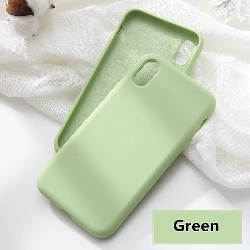 Original Simple Color Silicone Phone Case for iPhone 6 6S 7 8 Plus Cute Candy Color Soft Back Cover for iPhone XR XS Max Cases