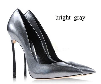 Брендовая женская обувь на высоком каблуке женские туфли-лодочки на шпильках женские туфли на тонком каблуке цвет телесный свадебные туфли на высоком каблуке с острым носком размеры 33–43 - Цвет: crystal grey