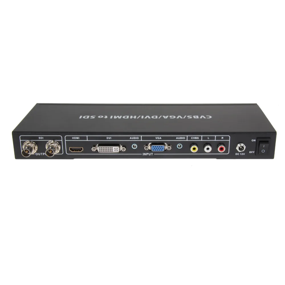 HDMI DVI VGA AV ALL To 2 Port 3G SDI Splitter Scaler Converter SDI Extended 100M 328FT with EU/US 12V/2.5A DC power adaptor HDMI DVI VGA AV ALL To 2 Port 3G SDI Splitter Scaler Converter SDI Extended 100M 328FT with EU/US 12V/2.5A DC power adaptor