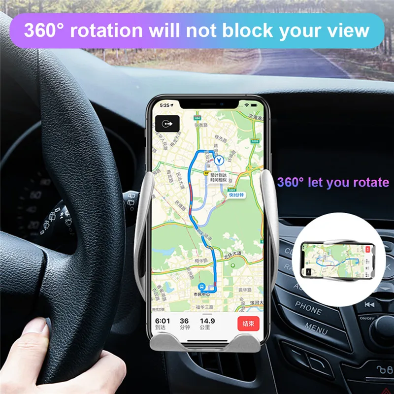 S5 гравитационный индукционный держатель для мобильного телефона, автоматический зажим, беспроводной автомобильный держатель, крепление на вентиляционное отверстие для iPhone Xs Max XR для samsung