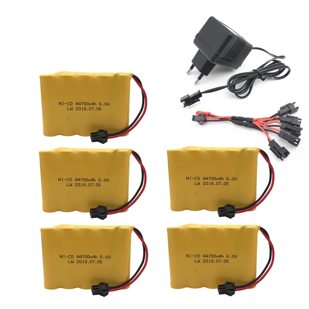 6v 700mah NI-CD AA NICD батарейный блок с зарядным устройством для радиоуправляемой игрушечной машины лодки пистолета танкового грузовика поезда радиоуправляемая Игрушечная модель 6V Ni-CD батареи