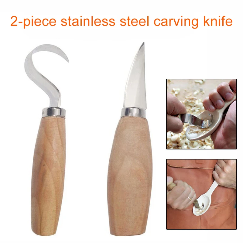 

2 Pcs/Set Stainless Steel Woodcarving Cutter Woodwork Spoon Carving Tools Kit TSH Shop