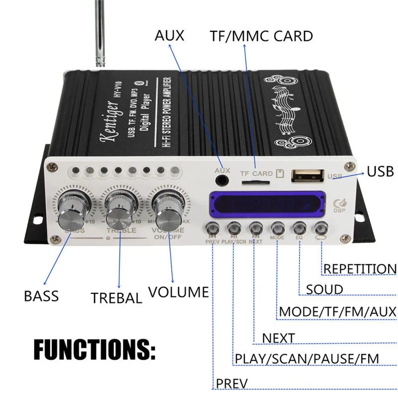 BYGD 12 В 5A Bluetooth Авто Радио автомобильные аксессуары цифровой мини HiFi стерео усилитель аудио усилитель для автомобиля дома MP3 плеер