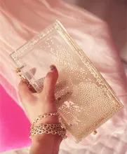 NEW shinning star transparent acryl moving perle frauen persönlichkeit partei kette schultertasche clutch abendtasche handtasche