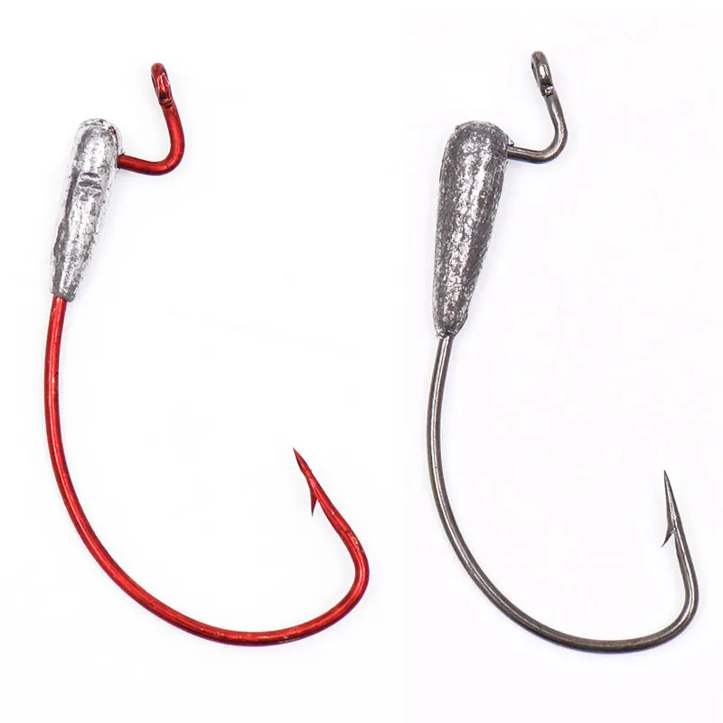 Dr.Fish 15 Pack Weighted EWG Hooks Lnline Worm Hooks Bass