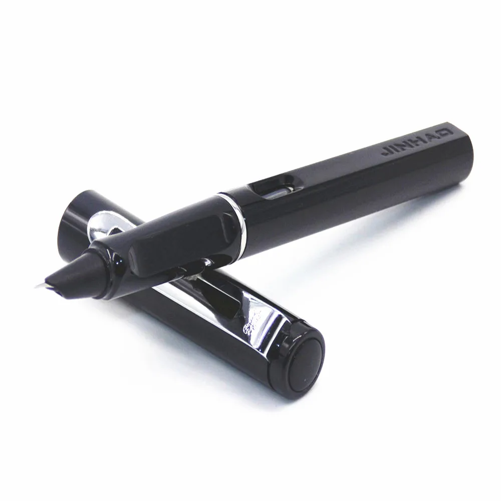 Jinhao 599 модная цветная Студенческая офисная каллиграфия тонкий перьевая ручка новая пенальти - Цвет: Black