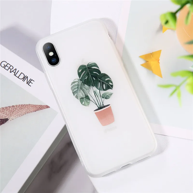 Чехол для телефона USLION Green Potted Plant Leaf для iPhone 11 Pro Max X XS Max XR, чехол для iPhone 6 7 6S 8 Plus, мягкий прозрачный чехол из ТПУ - Цвет: AC7171