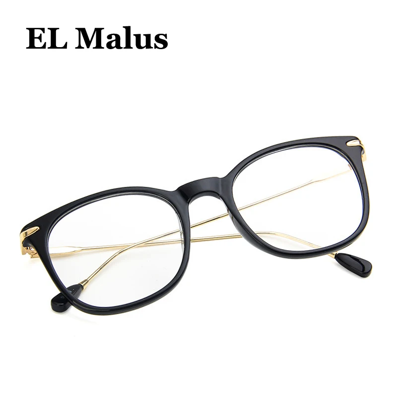 

[EL Malus]Retro Trendy Square Eyeglasses Frame Women Mens Clear Transparent Lens Glasses Matte Black Shades Brand Designer