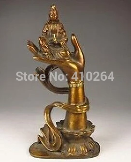 

[old craft ] Chinese Bronze Statue- Kwan-yin & Buddha Palm (A0314)