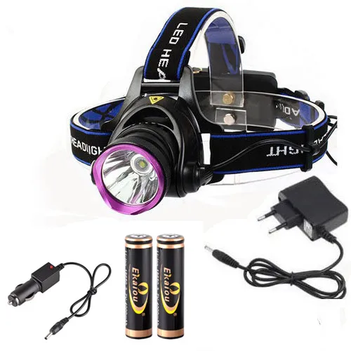  6000 Lumens CREE XM-L XML T6 LED Headlamp Headlight Flashlight Head Lamp Light + 2*18650 battery + charger + Car Charger 