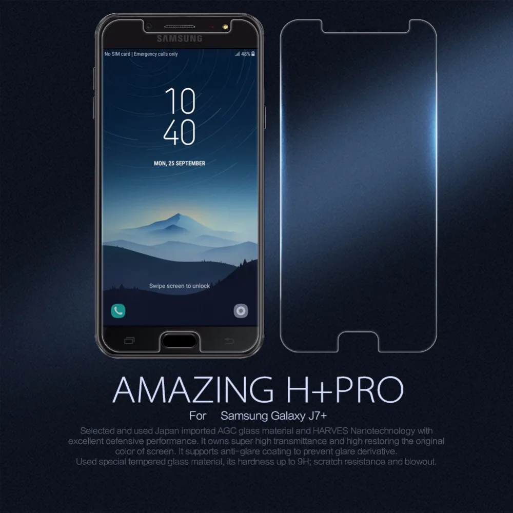 Для samsung Galaxy J7+ NILLKIN Amazing H+ Pro с закругленными краями, взрывозащищенное Закаленное стекло для защиты экрана для samsung Galaxy J7
