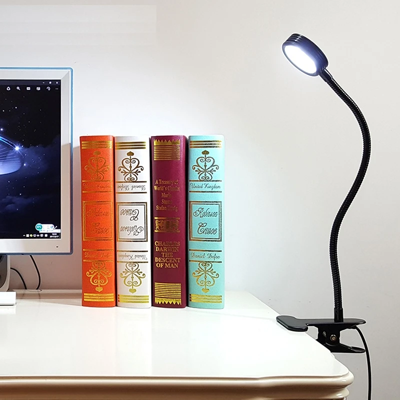 Dimmable led desk lamp, color changing clip light with 40cm flexible