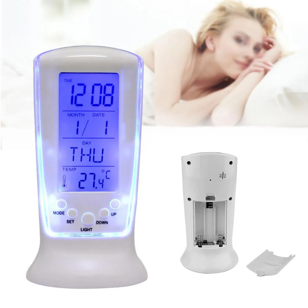 Led Digital Clock Despertador Desk white Clock Bedside Electronic Watch Square Gift For Kids Calendar warmth