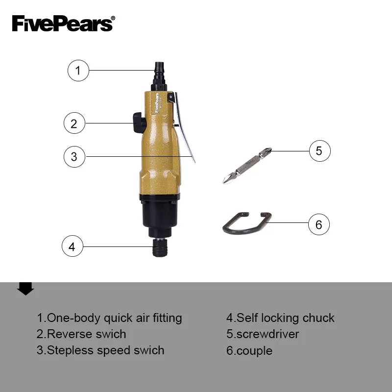 FIVEPEARS Pneumatic large torque Air Tools Air Screwdriver air tool 8H pneumatic tools power tool new type free shipping 3308
