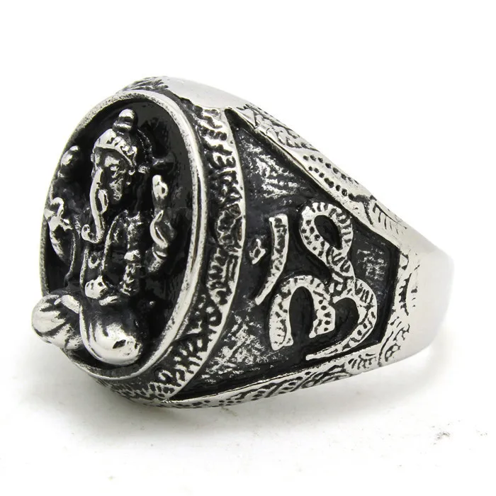 1pc Mens Boy Hight Quality Fashion Buddha US Style Ring 316L Stainless Steel Simple Ring 2