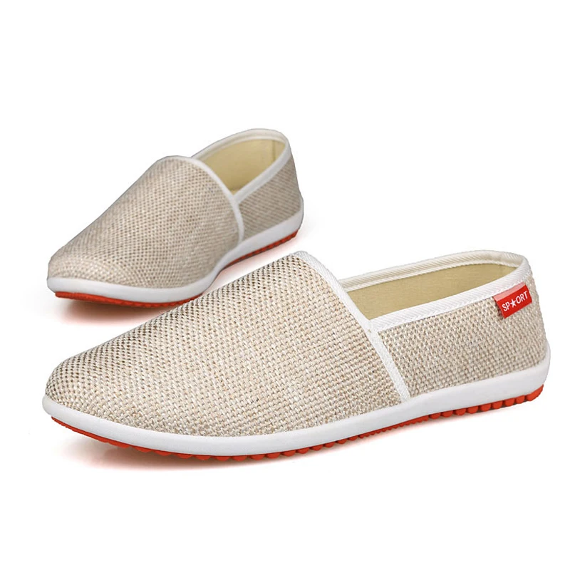 FONIRRA Men Casual Shoes 2019 Summer Breathable Hemp Men Shoes Concise Soft Casual Flat Fashion Men's Loafers Shoes 184