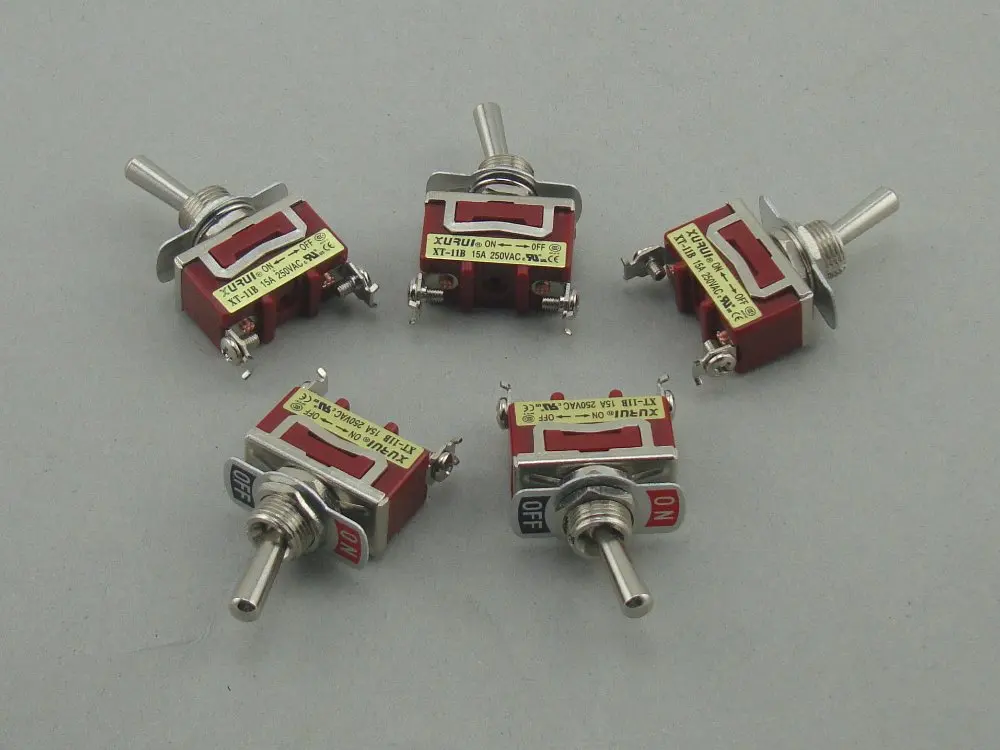 5PCS XT 11B 15A 250VAC SPST ON FF Toggle switch with Screw Terminalsin