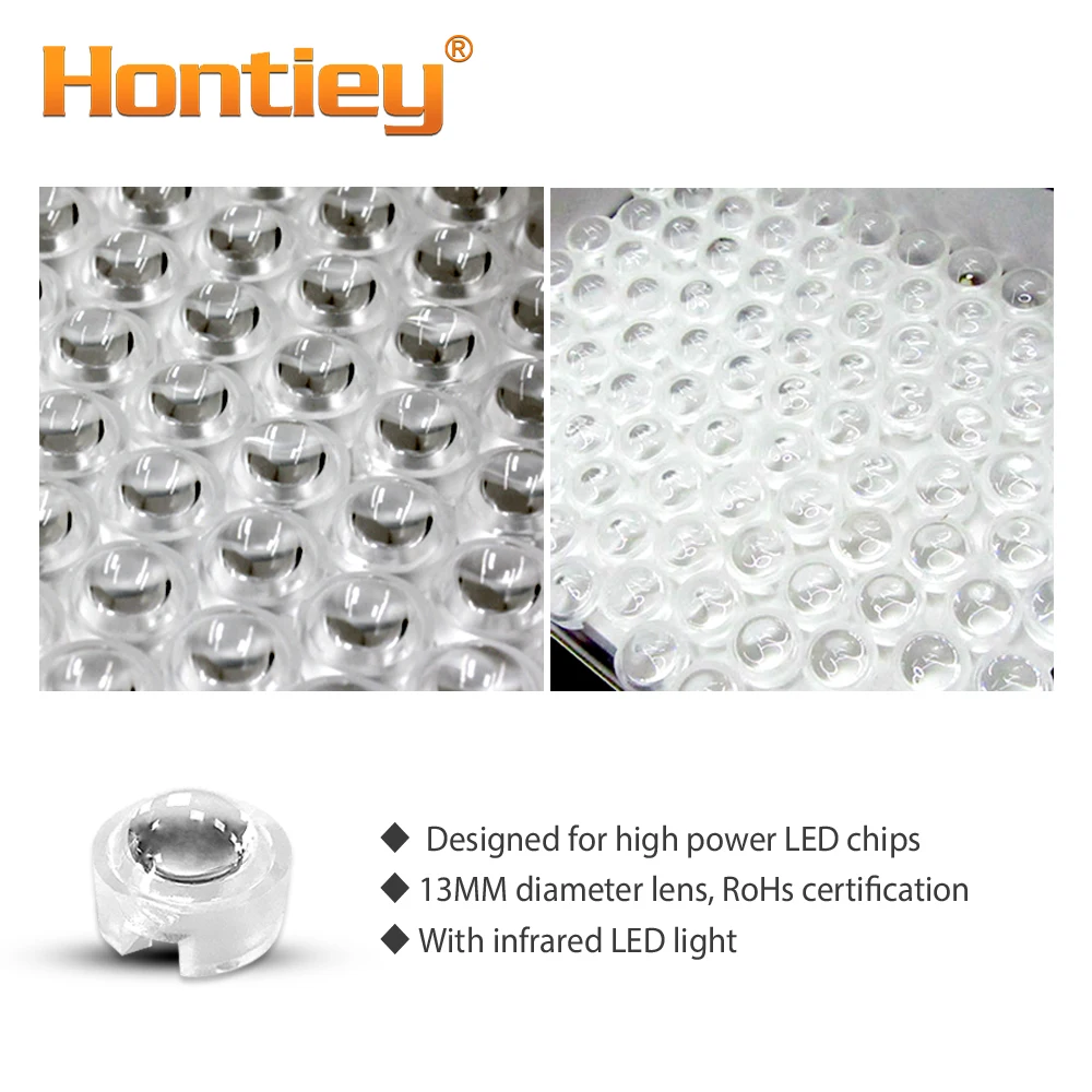 Hontiey 13mm Mini LED Lens 20 30 45 60 100 120 Degree Angle for 1W 3W 5W LED Chips Beads IR PCB Convex Acrylic Reflector