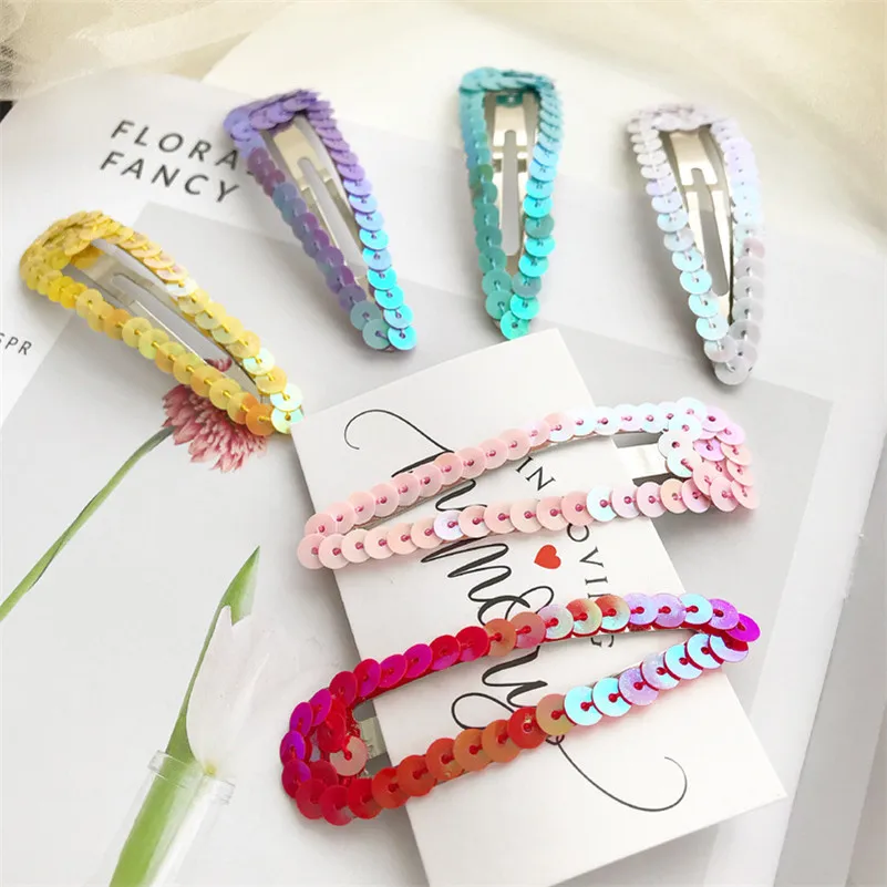 

2PCS/SET Colorful Sequin Hairpins Barrette Bang Clip Cute BB Hair Clips for Girls Korean Handmade Hairclip Kids Hair Accessories