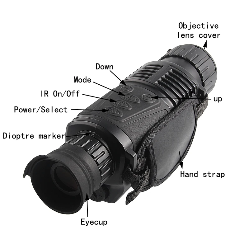 Тактический монокуляр ночного видения Профессиональный инфракрасный цифровой военный охотничий телескоп с картой памяти 8 Гб 29-0003