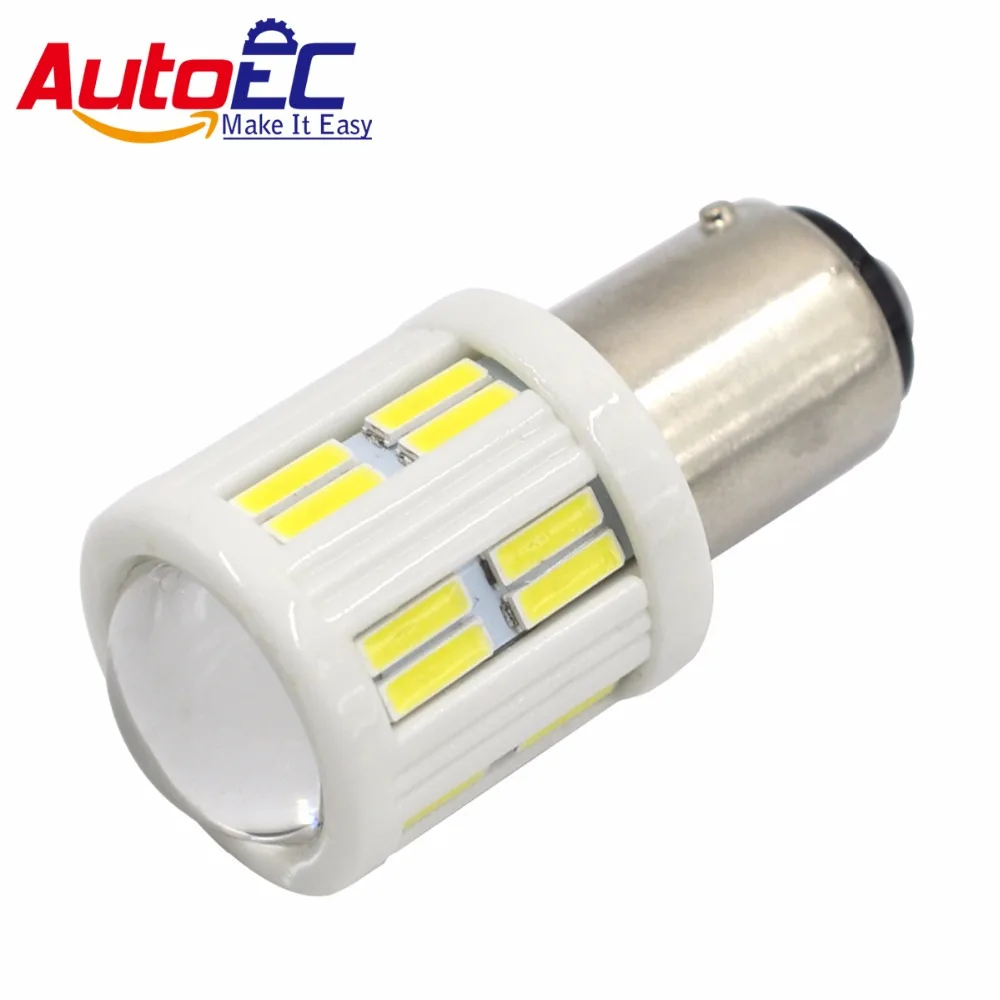 

AutoEC 2X T20 S25 7020 28 SMD 7440 7443 1156 1157 3157 3156 Ceramic auto bulbs with lens DC12V Brake reverse stop light #LF80