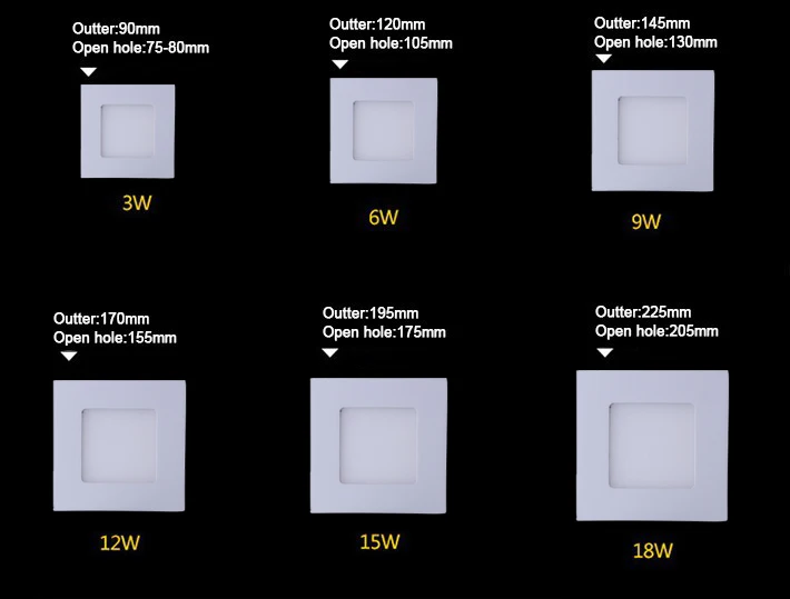 Квадратный светодиодный панельный светильник SMD 2835 3 Вт 6 Вт 9 Вт 12 Вт 15 Вт 18 Вт 20 Вт AC 85-265 в светодиодный потолочный Встраиваемый светодиодный светильник с подсветкой+ Драйвер для помещений