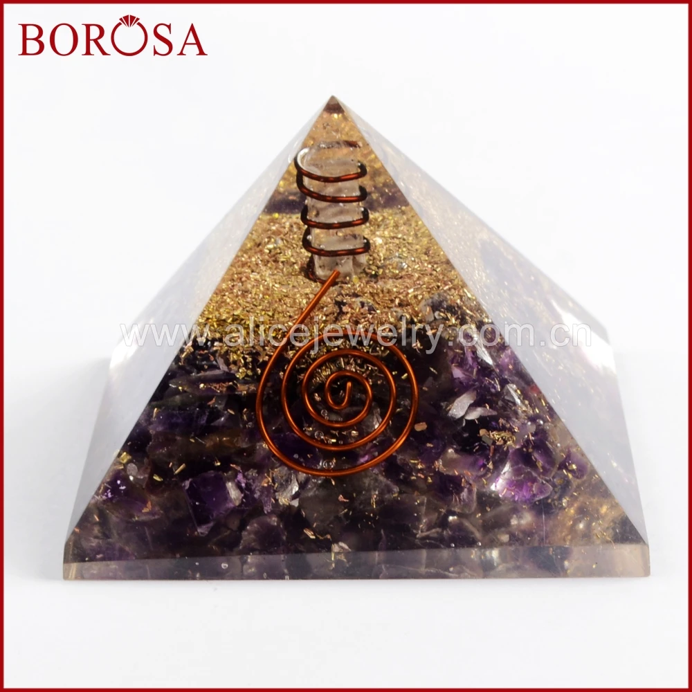 

BOROSA 1/2PCS High Quality Natural Ame-thyst Druzy Crystal Chips Chakra Orgone Pyramid Energy Tower Home Ornaments Mascot QT004